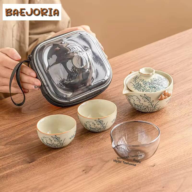 Cute Rabbit Sunflower Ru Kiln  - Korean Tea Set 评论和价格