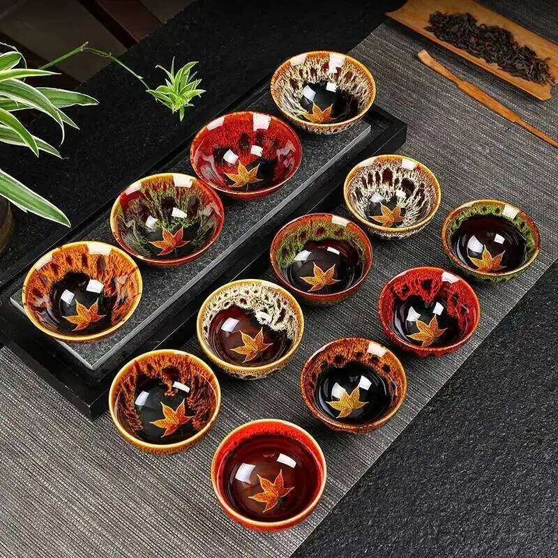 Maple Leaf Tea Cup Kiln Change - Celadon Ceramic Cup 评论和价格
